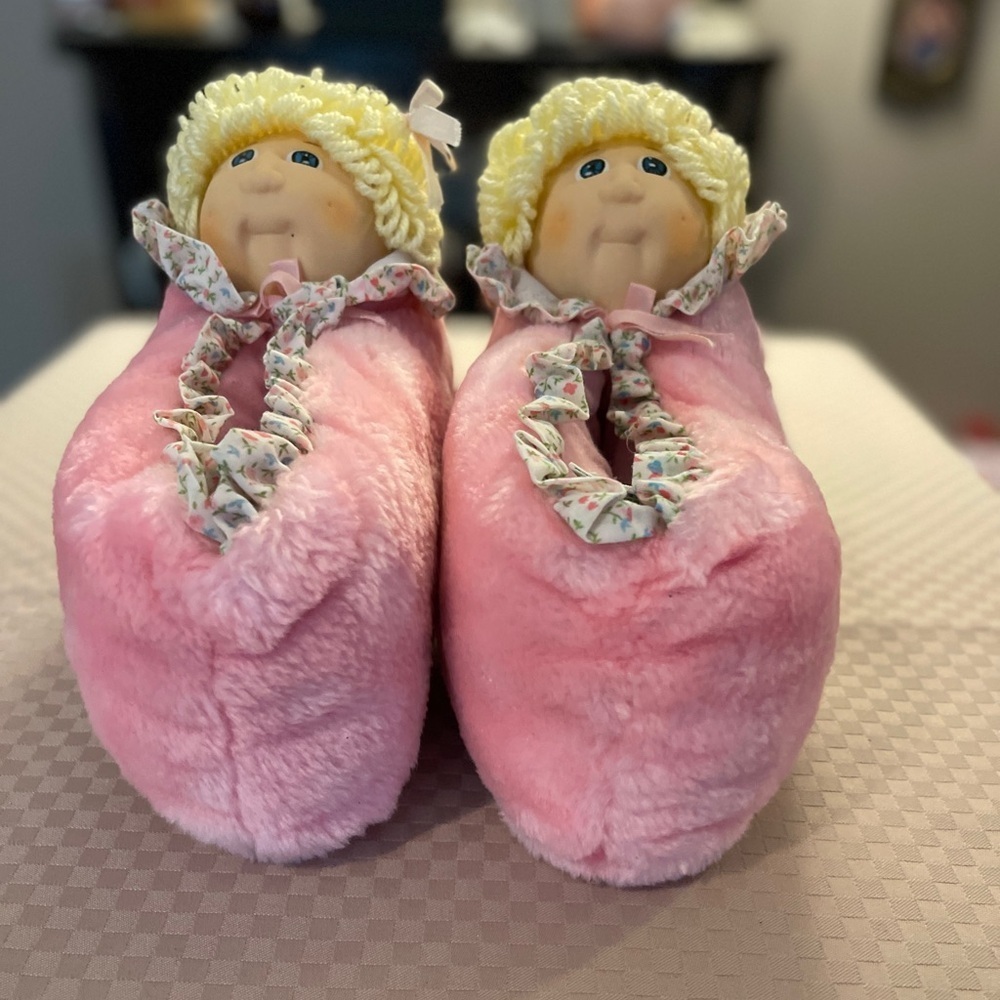 Cabbage Patch Kids vintage kids pink slippers blonde doll Size 2-3. - Picture 9 of 10
